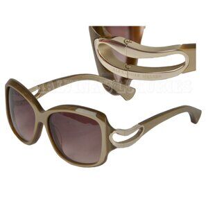 ALEXANDER MCQUEEN SUNGLASSES AMQ 4215/S 84AS2 BROWN AND GOLD SIGNATURE